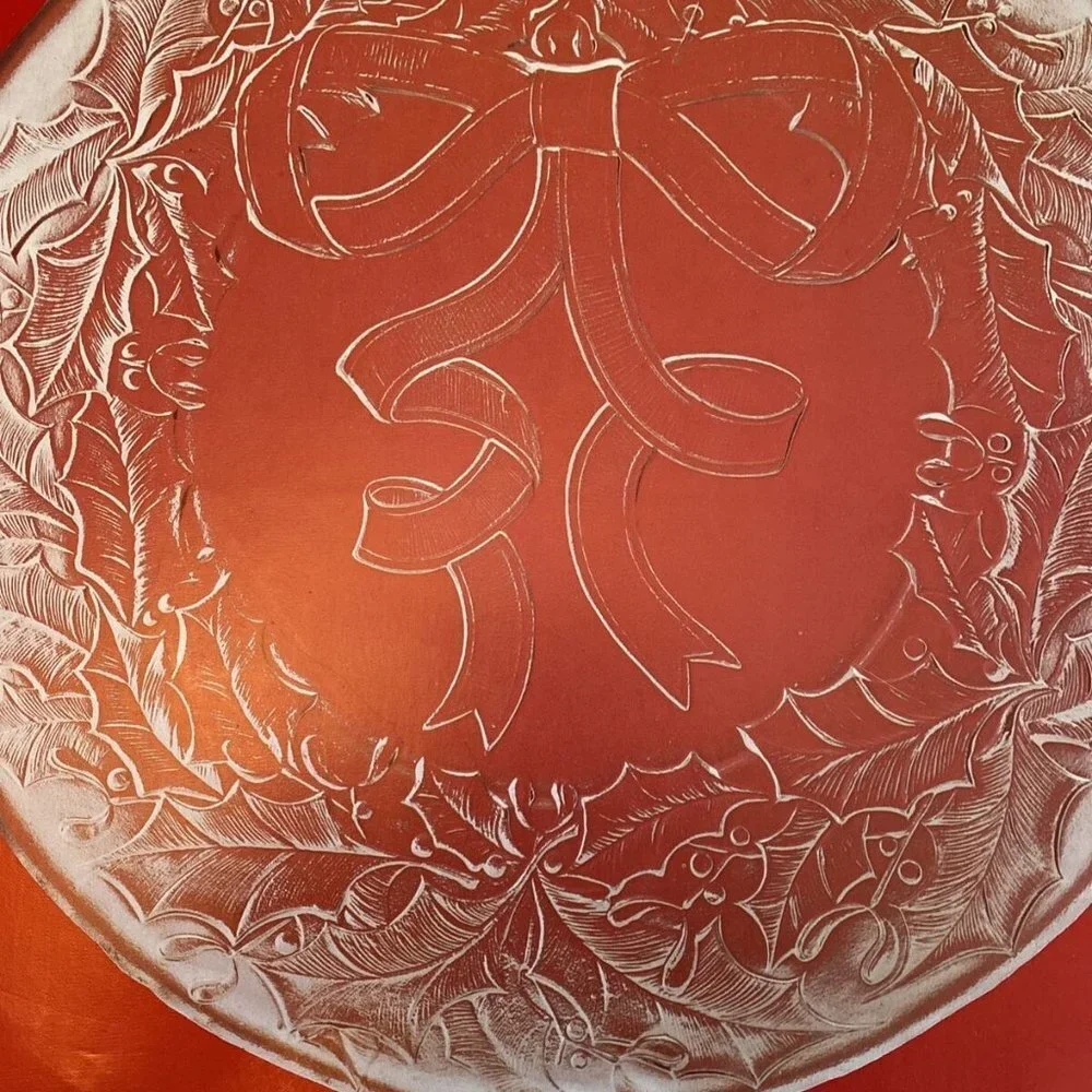 VTG 80s Arcoroc France Glass Holiday Plate 13